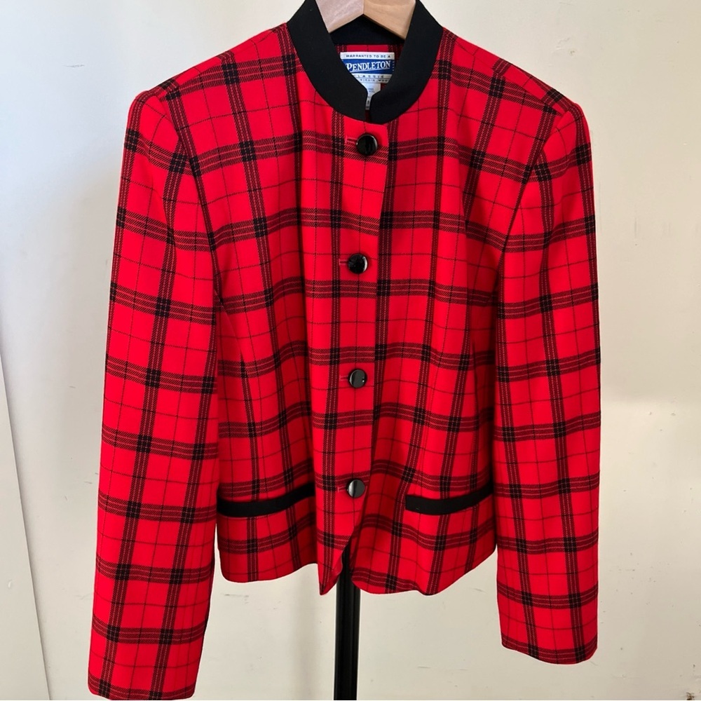 Vintage Pendleton Blazer Jacket Women’s 8 Virgin Wool USA Made Holiday Christmas